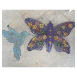 Hummingbird and butterfly metal outdoor decor