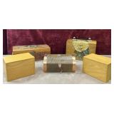 5 Vintage hand-carved cedar wood jewelry boxes