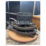 3 cast iron corn bread baking pans, and cast iron