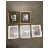 3 framed floral prints by artist Glynda Turley,