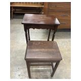 Vintage dark wood side table, vintage solid wood