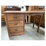 Vintage 3-Drawer Office Desk, Solid Wood
