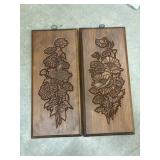 Pair of vintage 1970s cottage core hand-carved
