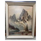 Framed vintage landscape features "Timberline