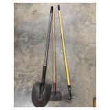 Round point shovel. Trio of standard landscaping