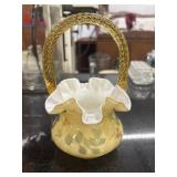 Fenton art glass basket.