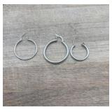 .925 sterling silver hoop earrings. 1 marked 2