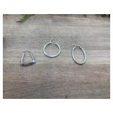 .925 Sterling silver unmatched hoop earrings.