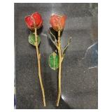 Pair of The Forever Rose 24K gold-trimmed