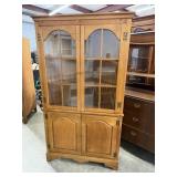 Rustic Style Corner Cabinet with Glass Pane Top