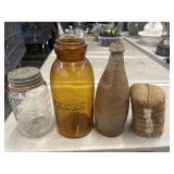 Glass Atlas Mason canning jar, amber glass