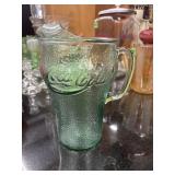Vintage green pebbled glass Coca-Cola pitcher