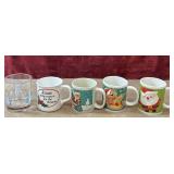 Christmas coffee mugs and glass tumbler