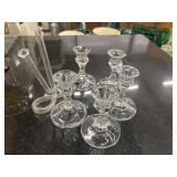 5 clear glass or candlestick holders, vintage