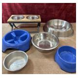 pet bowl stand and pet bowls.