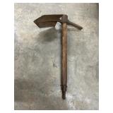 vintage hand-forged wood-handled cutting and
