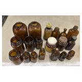 Variety  of vintage and antique amber glass
