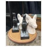 2 classic black seated greyhound dog statues. 2