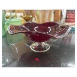 Vintage hand-blown art glass compote.