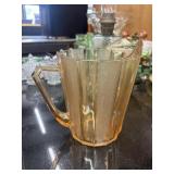 Carnival glass vintage marigold frosted pitcher.