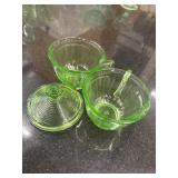 Vintage green Uranium depression glass sugar bowl