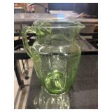 Uranium glass  Princess Pattern Pitcher