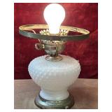 Vintage mid-century electric hobnail milk glass