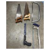 Bundle of hand saws.