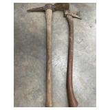 Vintage  cutter mattock and  single-bit felling