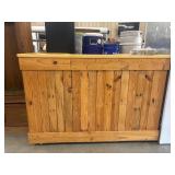 Custom-built horizontal slat wooden Bar.