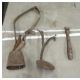 Vintage rusted metal animal bell, antique cast