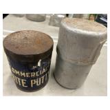 Collectable commercial white putty tin and