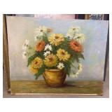 Amateur still life oil painting on canvas