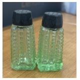 Uranium vintage green glass salt and pepper