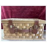 Vintage  woven woodchip and wicker picnic basket