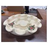 Vintage cream-colored ceramic chip and dip