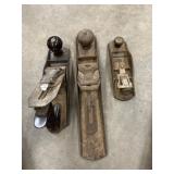 Vintage transitional wood-body bench planes.