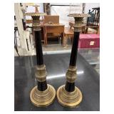 2 neoclassical-style black and brass tall