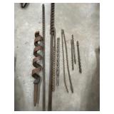 Antique heavy-duty steel wood-boring auger bits