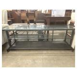 Modern multi-tier media console features clear