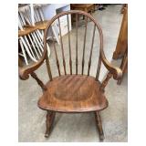 Antique Windsor Solid Wood Rocking Chair Rocker