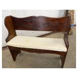 Handmade Wood Bench w/ Cushion