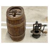 Vintage miniature wooden barrel and antique-style