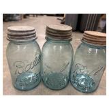 Vintage aqua blue Ball Perfect Mason glass