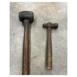 Heavy duty striking mallet  and ball-peen hammer.