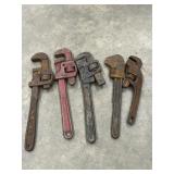 Vintage  heavy-duty straight pipe wrenches, and
