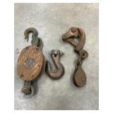 Vintage  Upson-Walton wooden block and tackle
