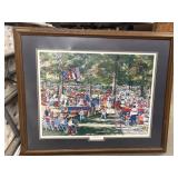 Depicts a vibrant tailgating scene in "The Grove"