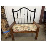 Handmade Bench Made From Black Iron Headboard and