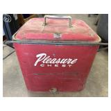 Vintage 1950s red metal "Pleasure Chest" ice